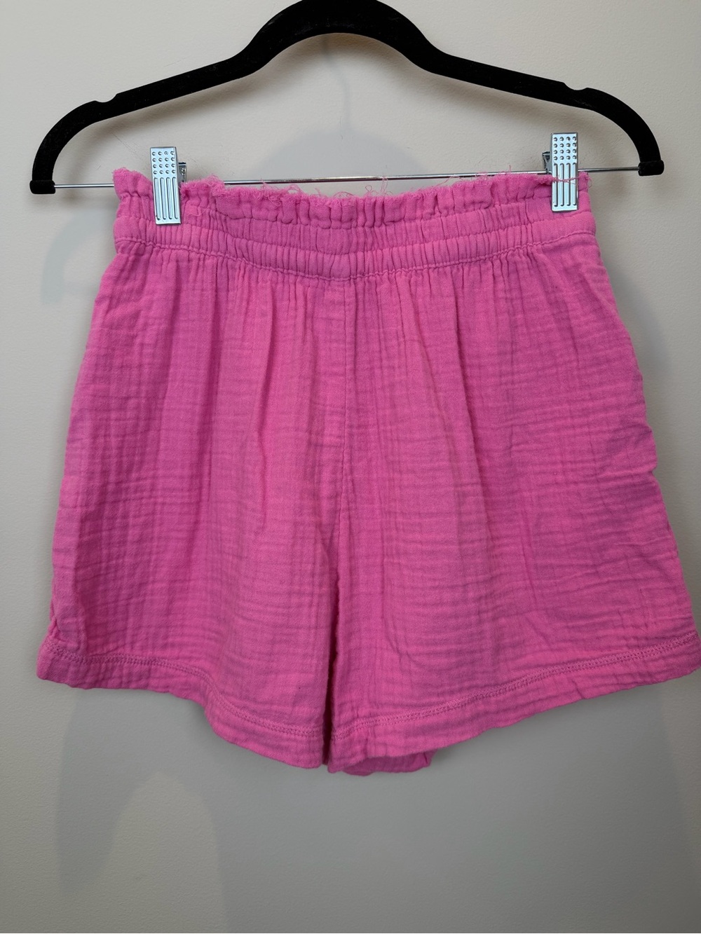 Aerie Pink Gauze Shorts Size S/P β Smocked Waist Ruffle Hem Boho - Picture 3 of 4